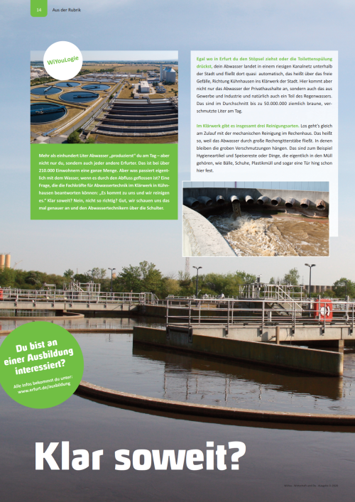 Interner Verweis: Ausbildungsberufe des Entwässerungsbetriebes der Stadt Erfurt bieten beruflich beste Aussichten